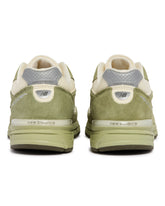 White and Green Made in USA 990v4 Sneakers | PDP | Antonia