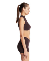 NikeSKIMS Brown Studio Stretch Mock-Neck Top | PDP | Antonia
