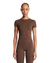 NikeSKIMS Brown Cropped Corset T-Shirt | PDP | Antonia