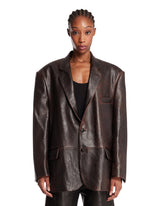 Brown Low Fidelity Leather Jacket | PDP | Antonia