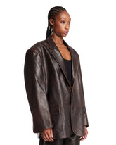 Brown Low Fidelity Leather Jacket | PDP | Antonia