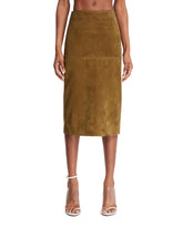 Brown Midi Suede Skirt | PDP | Antonia
