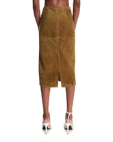 Brown Midi Suede Skirt | PDP | Antonia