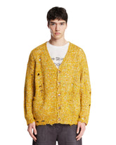 Yellow Distressed Alpaca Cardigan | PDP | Antonia