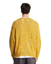 Yellow Distressed Alpaca Cardigan | PDP | Antonia