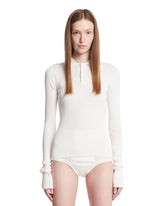 White Silk Long-Sleeve Polo | PDP | Antonia