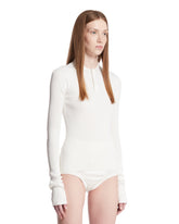 White Silk Long-Sleeve Polo | PDP | Antonia