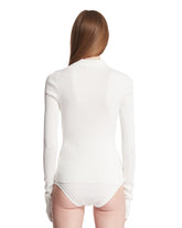 White Silk Long-Sleeve Polo | PDP | Antonia