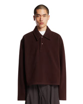 Bordeaux Wool Fleece Polo Sweater | PDP | Antonia