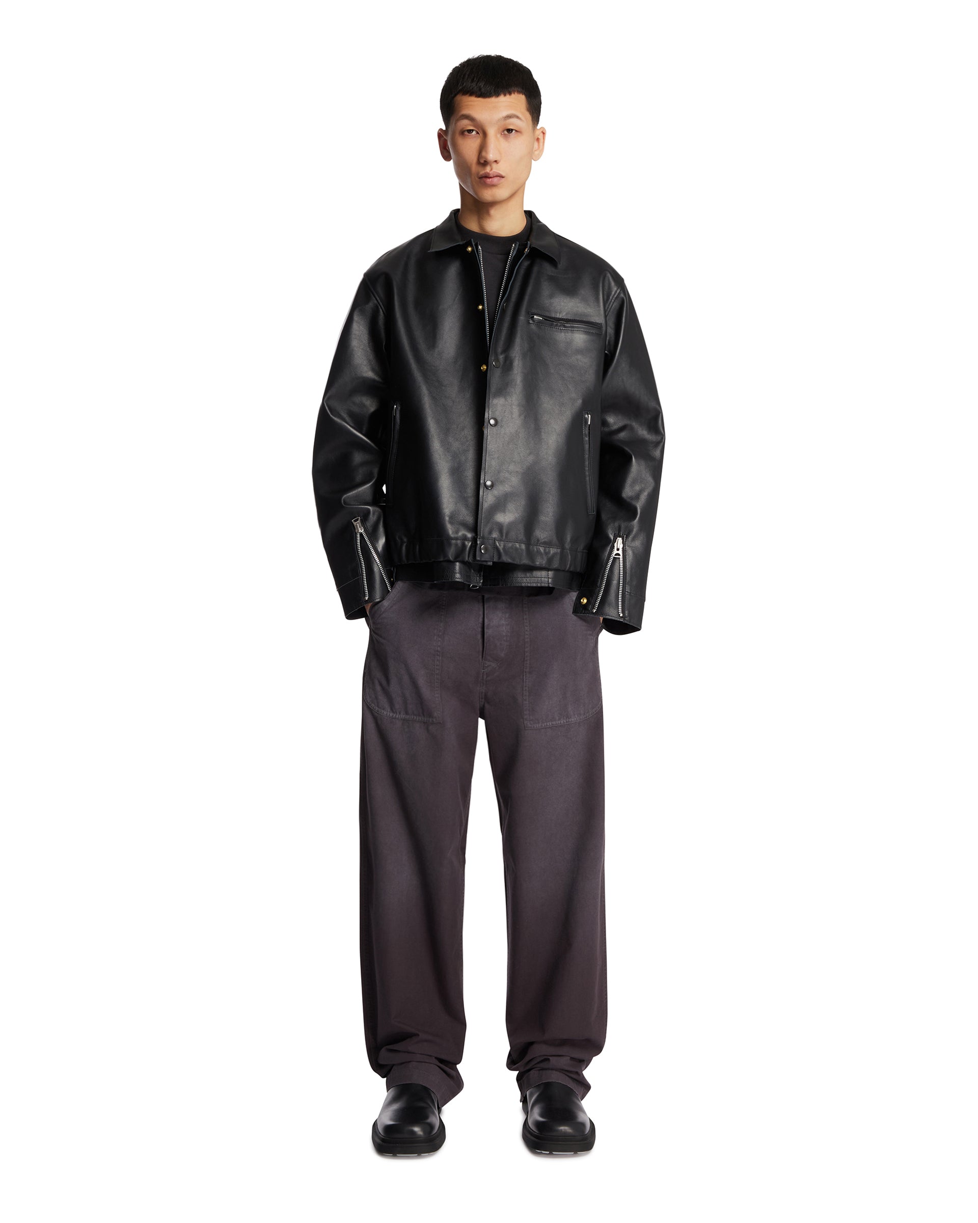 Black Leather Blouson Jacket | SACAI - Antonia
