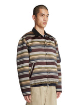 Brown Double-Layer Striped Jacket | PDP | Antonia