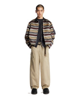 Brown Double-Layer Striped Jacket | PDP | Antonia