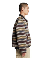 Brown Double-Layer Striped Jacket | PDP | Antonia