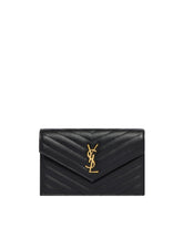 Black Cassandre Envelope Chain Wallet | PDP | Antonia