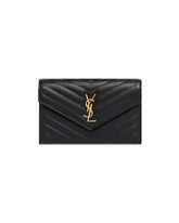 Black Cassandre Envelope Chain Wallet | PDP | Antonia