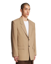 Beige Wool And Mohair Canvas Jacket | PDP | Antonia