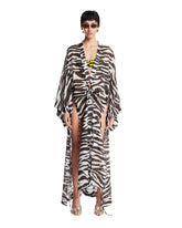 Black and White Tiger-Print Caftan | PDP | Antonia