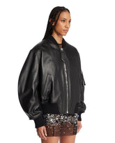 Bomber Oversize In Pelle Nero | PDP | Antonia