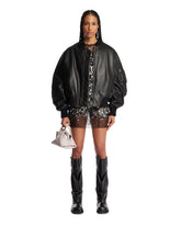 Black Oversized Leather Bomber | PDP | Antonia
