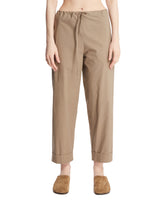 Beige Cropped Cotton Pants | PDP | Antonia