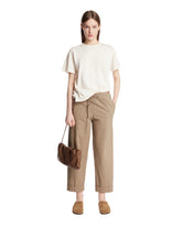 Beige Cropped Cotton Pants | PDP | Antonia