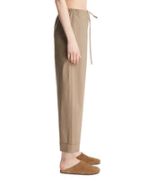 Beige Cropped Cotton Pants | PDP | Antonia