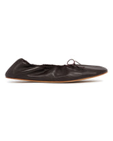 Brown Rounded Leather Ballet Flats | PDP | Antonia