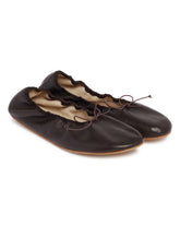 Brown Rounded Leather Ballet Flats | PDP | Antonia