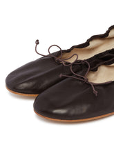 Brown Rounded Leather Ballet Flats | PDP | Antonia