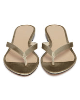 Beige Sasha Velvet Flip-Flop Sandals | PDP | Antonia