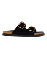 Black Buckle Slide Sandals | PDP | Antonia