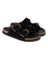 Black Buckle Slide Sandals | PDP | Antonia