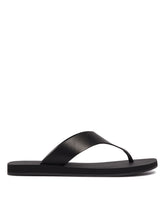 Black Leather Flip-Flop Sandals | PDP | Antonia