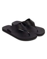 Black Leather Flip-Flop Sandals | PDP | Antonia