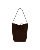 Brown Suede N/S Park Medium Tote Bag | PDP | Antonia