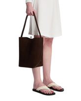 Brown Suede N/S Park Medium Tote Bag | PDP | Antonia
