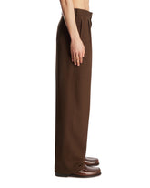 Brown Wool Pleated Trousers | PDP | Antonia