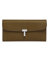 Green T-Lock Leather Wallet | PDP | Antonia