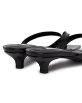 Black Low-Heel Croc-Effect Flip-Flop Sandals | PDP | Antonia