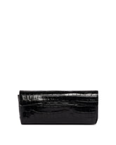 Black Croco-Embossed Leather Clutch | PDP | Antonia