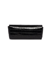 Black Croco-Embossed Leather Clutch | PDP | Antonia