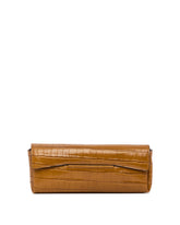 Brown Croco-Embossed Leather Clutch | PDP | Antonia