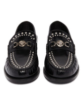 Black Medusa 95 Studded Loafers | PDP | Antonia