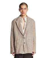 Beige Check Linen Jacket | PDP | Antonia