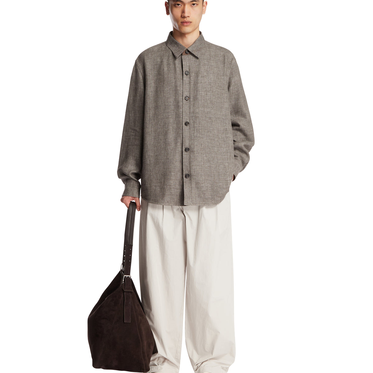 Gray Cashmere and Linen Shirt | ZEGNA Gray Cashmere and Linen Shirt | ZEGNA