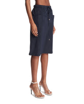 Blue Silk-Blend Skirt | PDP | Antonia