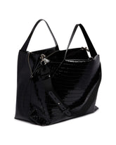 LM1 Black Lacquer Croc-Embossed Tote | PDP | Antonia