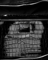 LM1 Black Lacquer Croc-Embossed Leather Tote | PDP | Antonia
