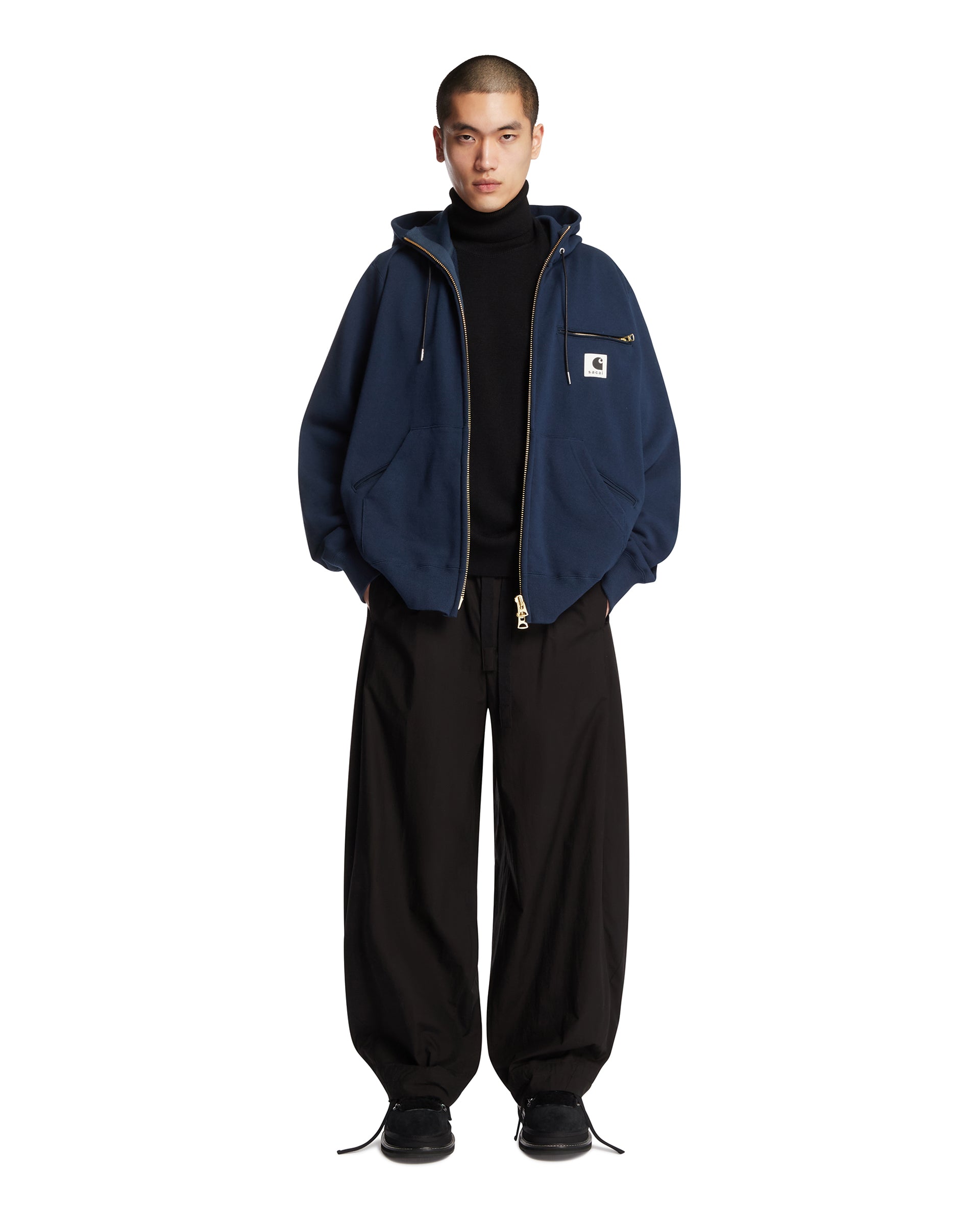 Sacai x Carhartt WIP Blue Cotton Jersey Hoodie | SACAI - Antonia