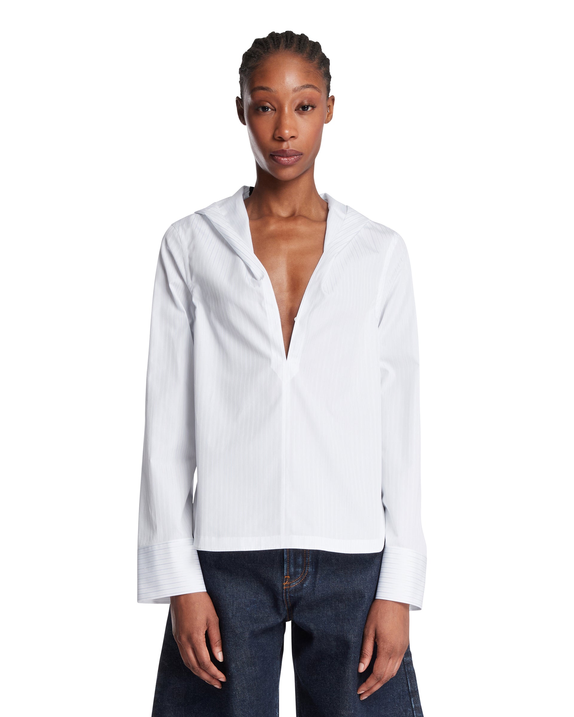 ALAÏA アライア フード付き ボディシャツ オープンシャツ　白　クロッチ付き White Hooded Shirt | ALAIA - Antonia